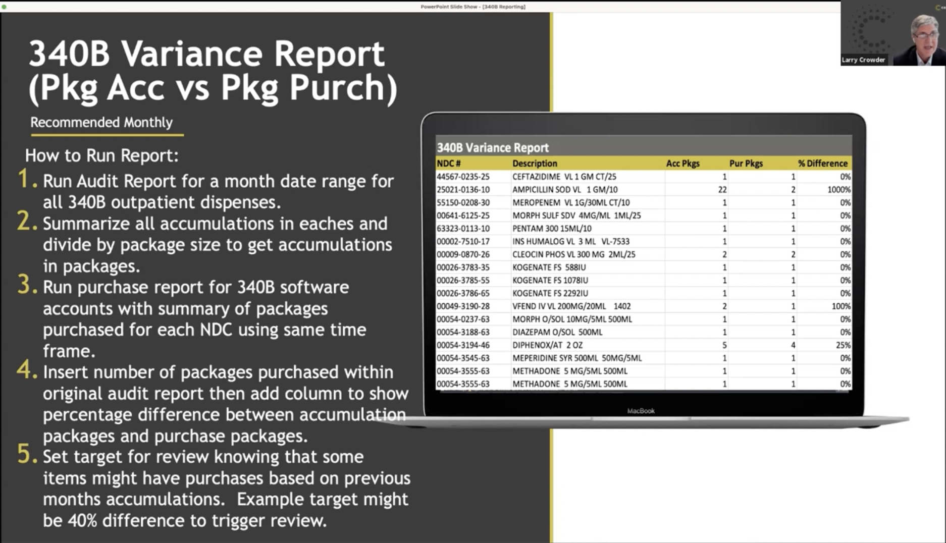 How to Run the 340B Variance Report (Pkg. Acc. vs Pck. Purch)