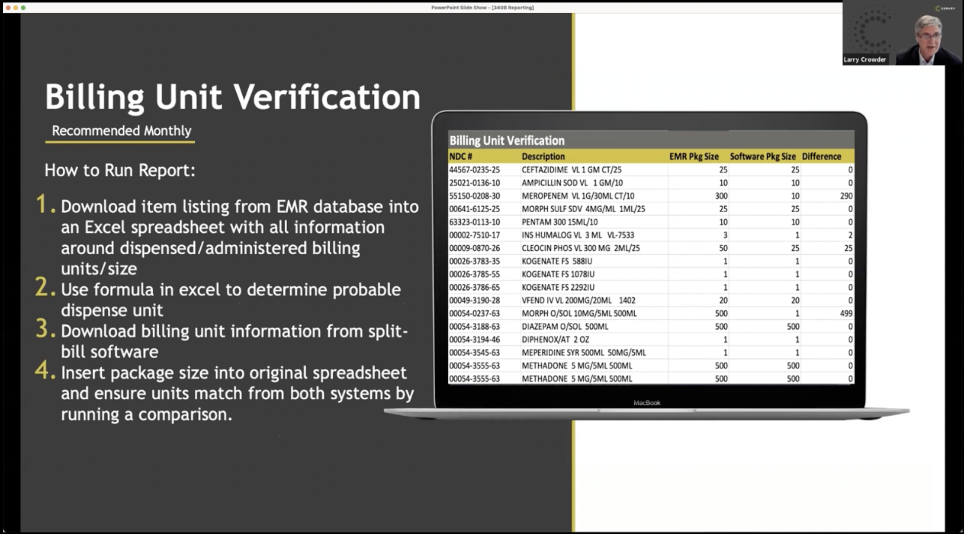 How to Run the Billing Unit Verification Report